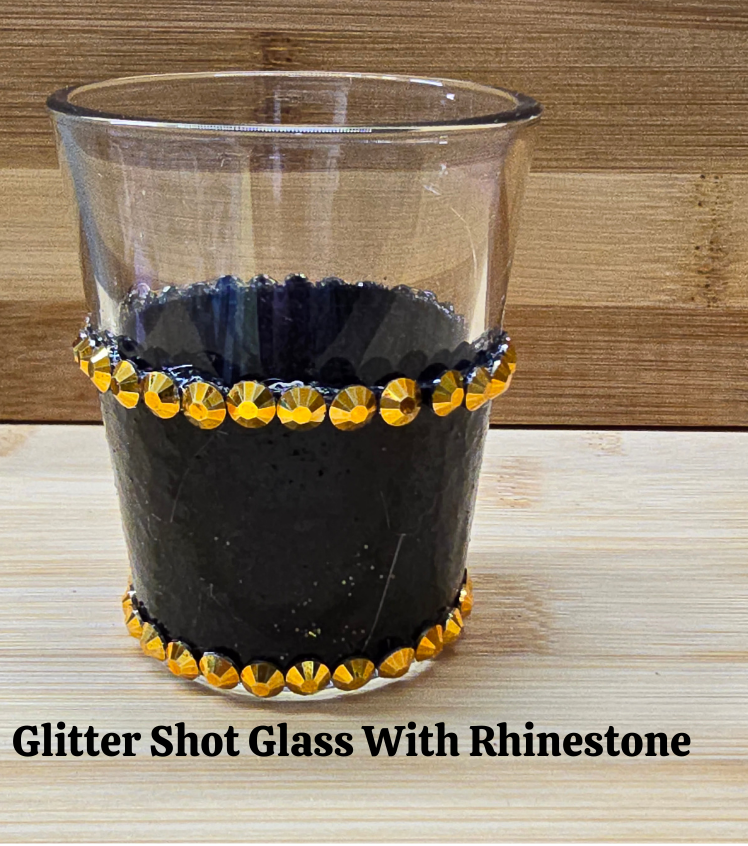 Purple Glitter Shot Glass with White Rhinestones