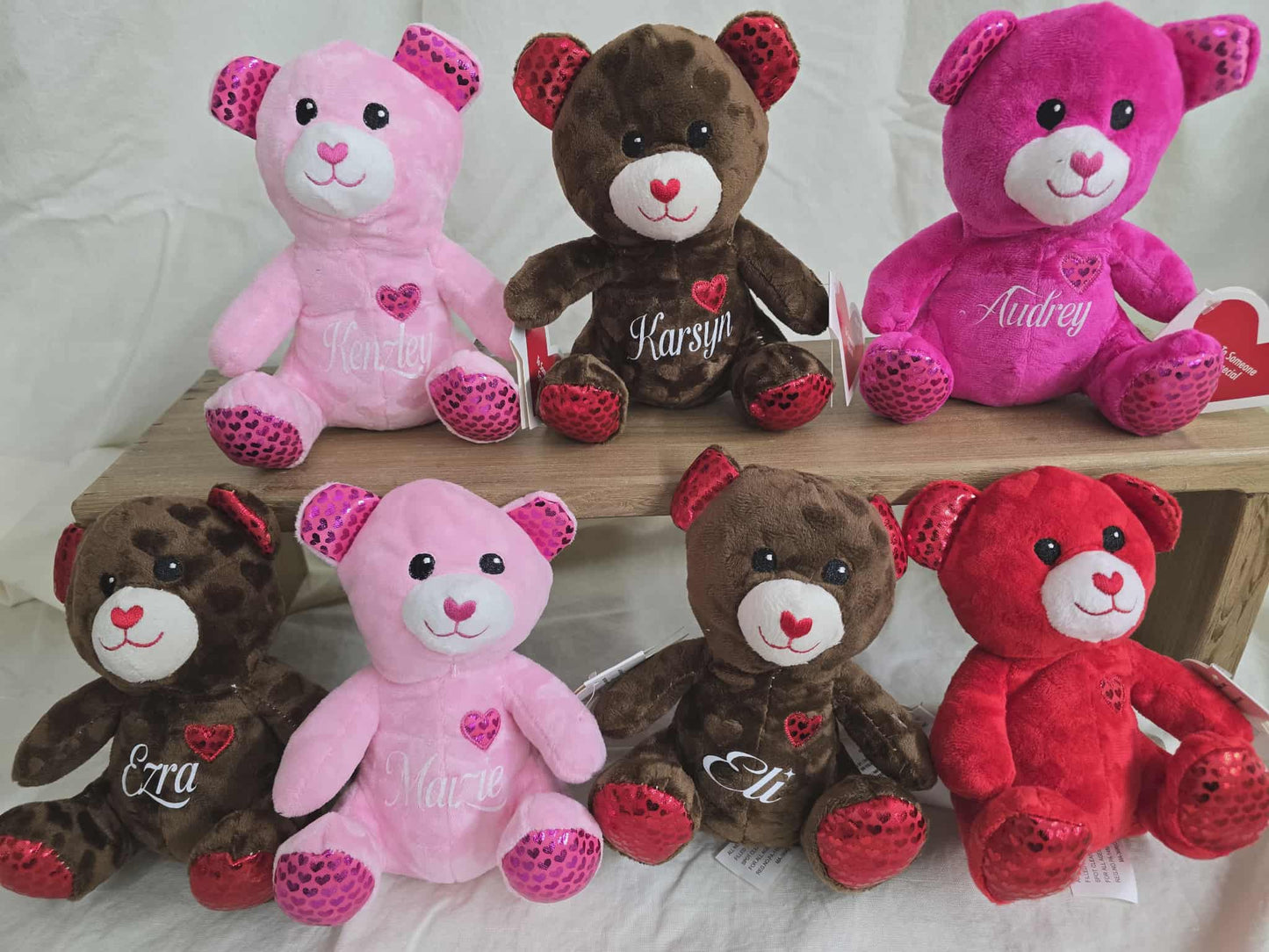 Brown 7 in Valentines Plush Bear personalized with Name