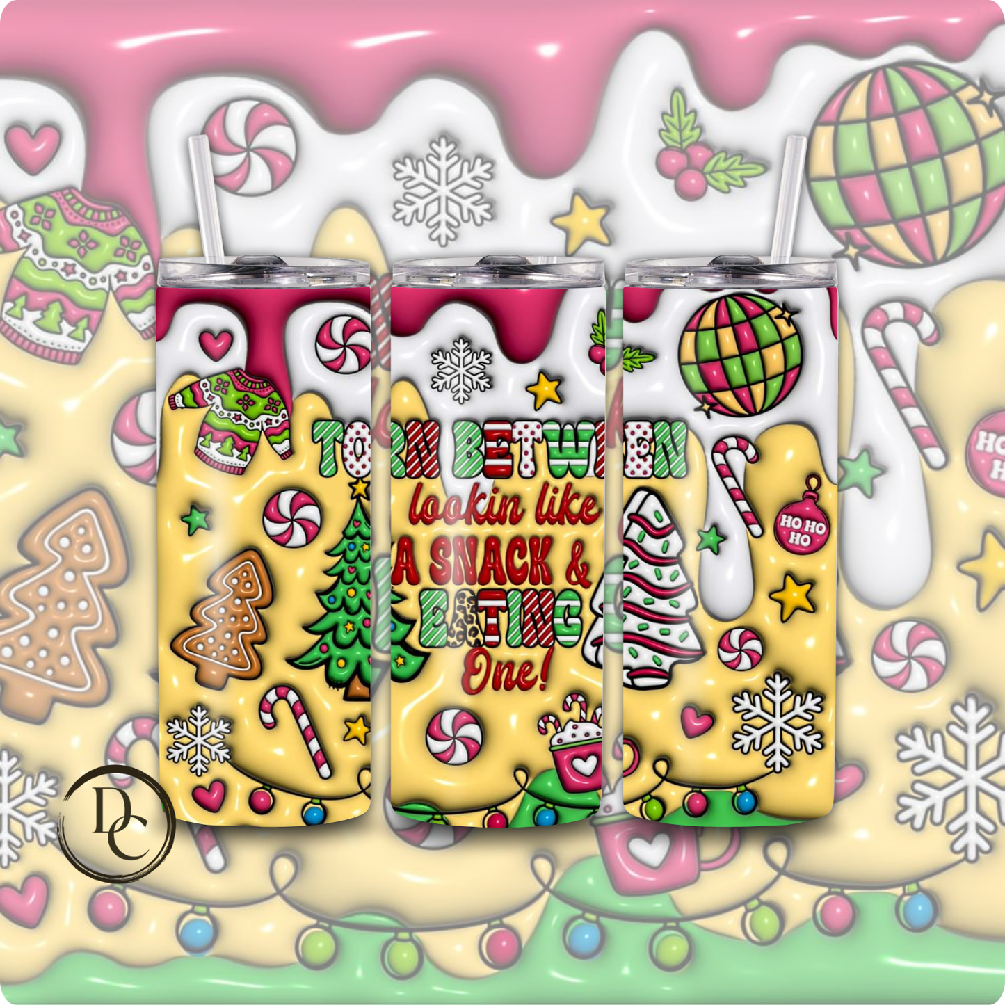 Tis The Season 3D Christmas 20 Oz Custom Sublimation Tumbler Stainless Steel# 2