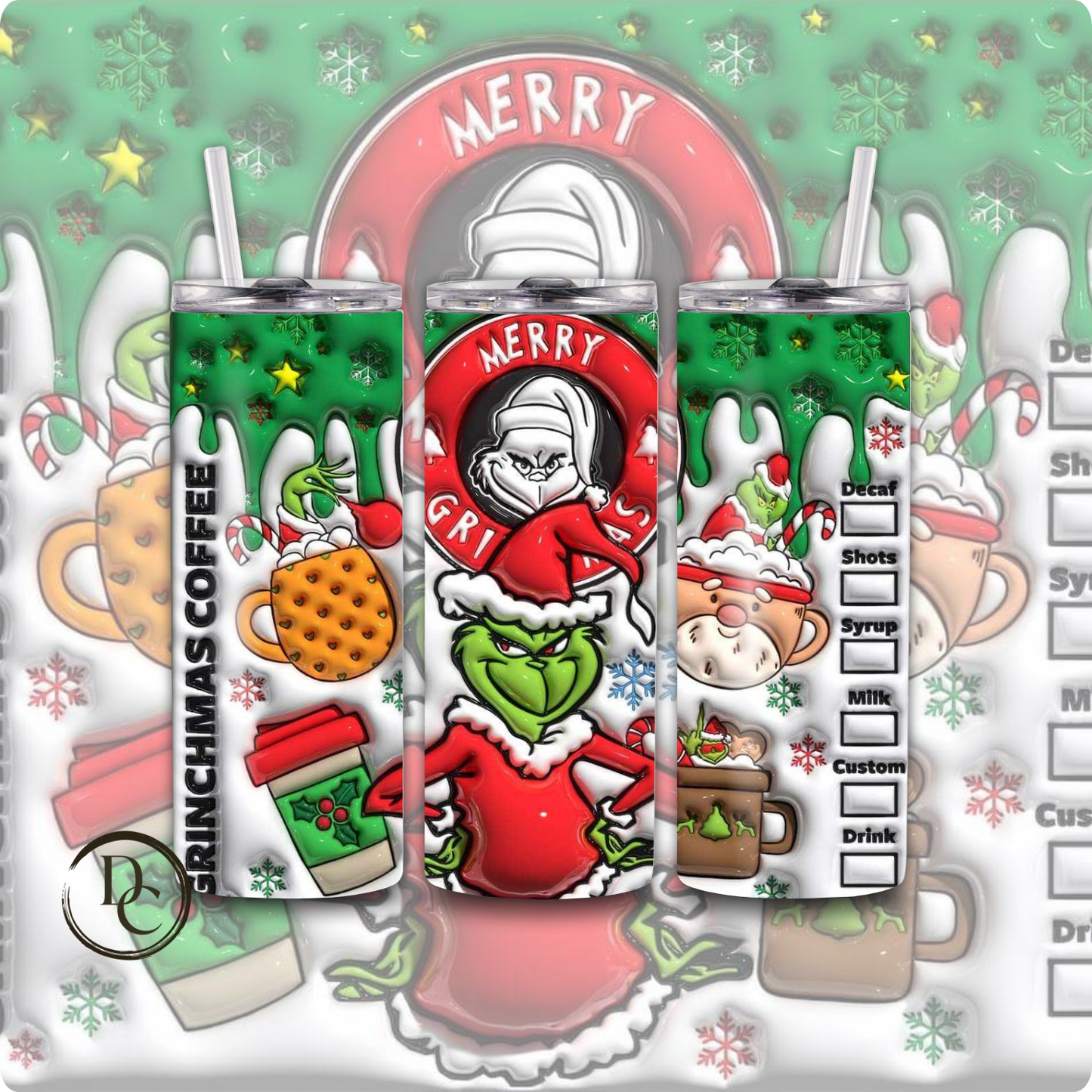 Candy Cane Christmas 20 oz Custom Sublimation Tumbler Stainless Steel #25