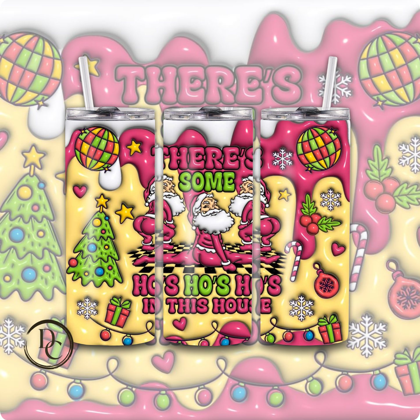 Skull 3D Christmas 20 Oz Custom Sublimation Tumbler Stainless Steel # 4