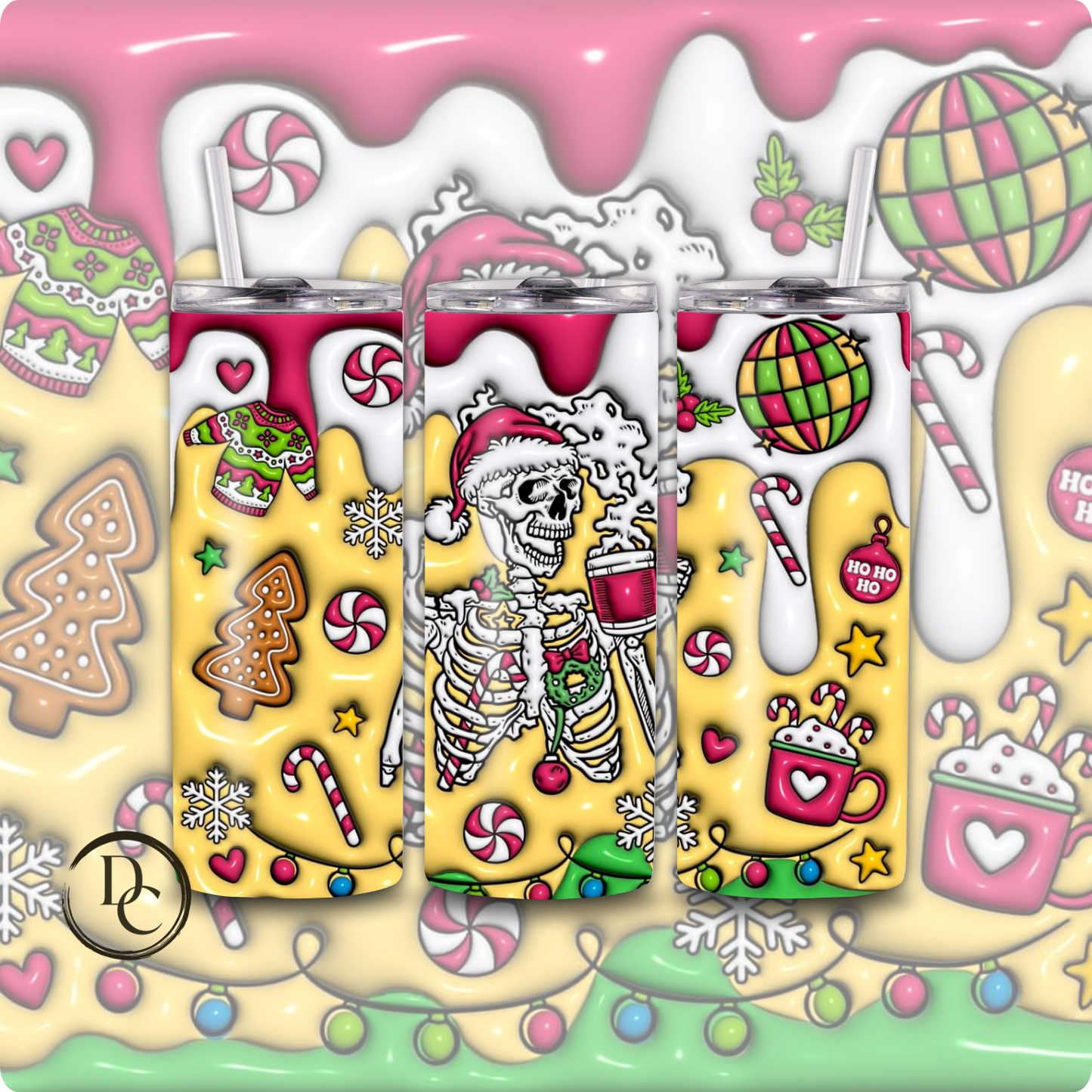 Christmas Mode 3D Christmas 20 Oz Custom Sublimation Tumbler Stainless Steel# 5