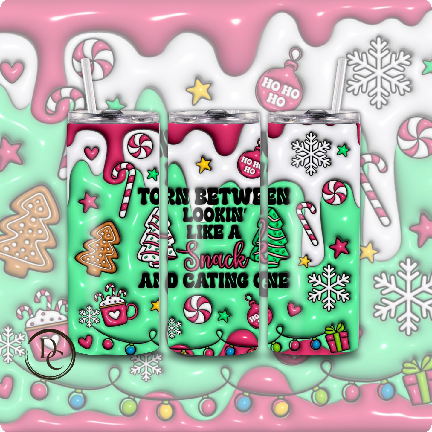 Christmas Vibes 3D Christmas 20 Oz Custom Sublimation Tumbler Stainless Steel# 8