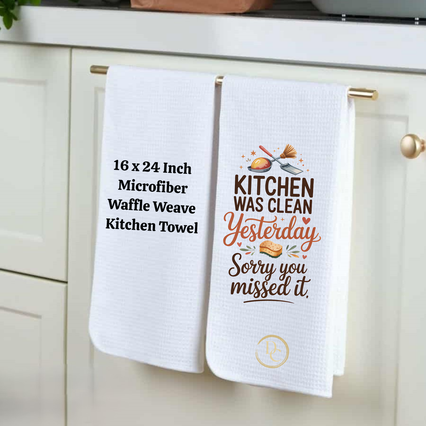 If You Want breakfast in bed Sleep in the kitchen. Kitchen Towel Microfiber Waffle Weave 16×24 in Sublimation Print (Copy)