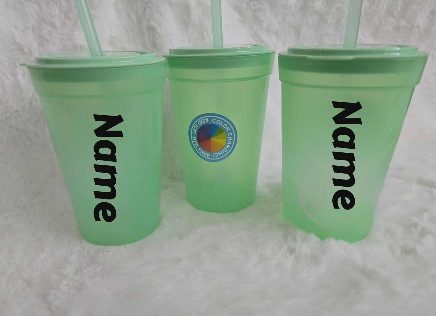 5" Kids Color Changing Cup with Lid and Straw — Personalized Easter Bunny