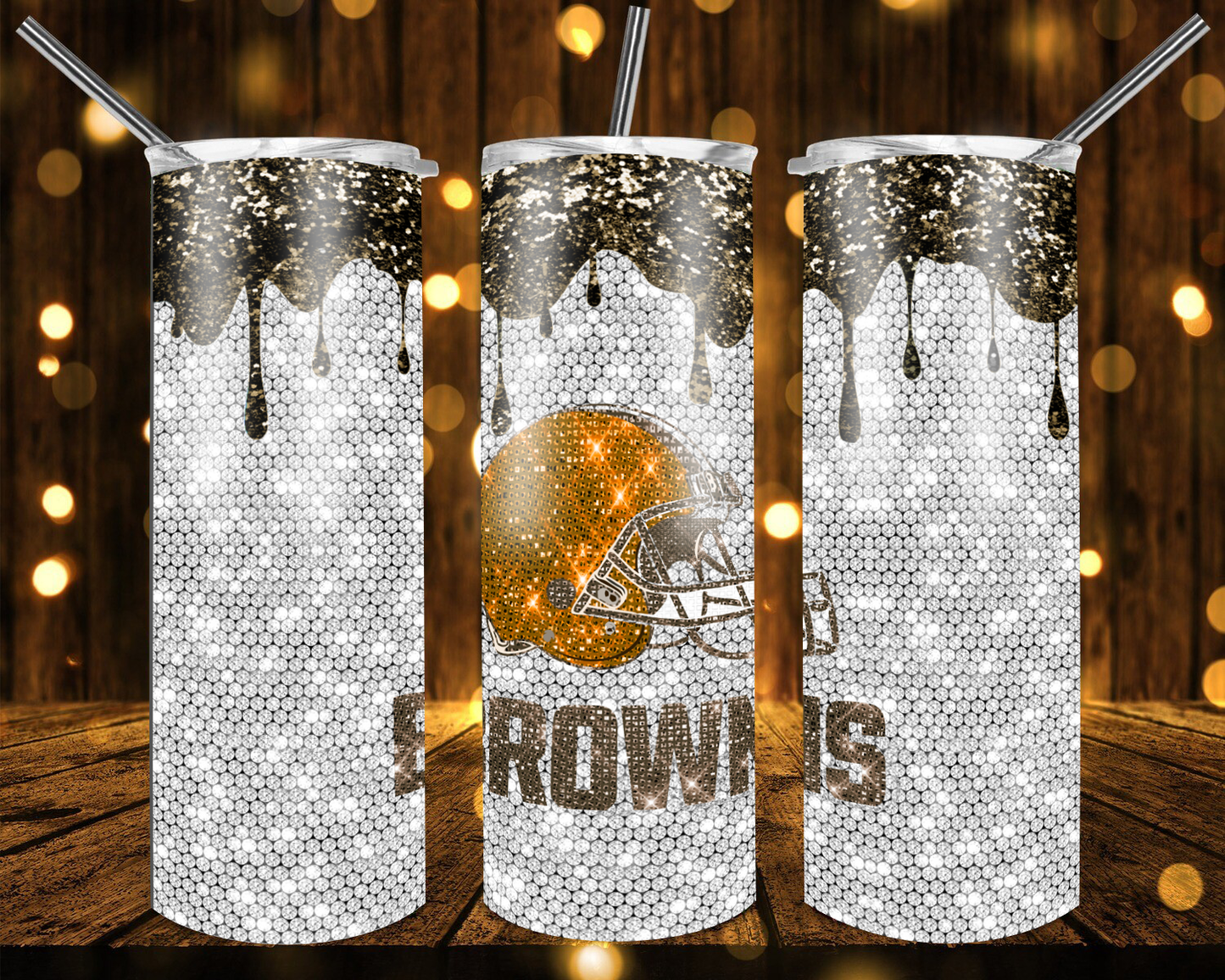 Steelers Football Glitter 20 oz Custom Sublimation Tumbler Stainless Steel # 10