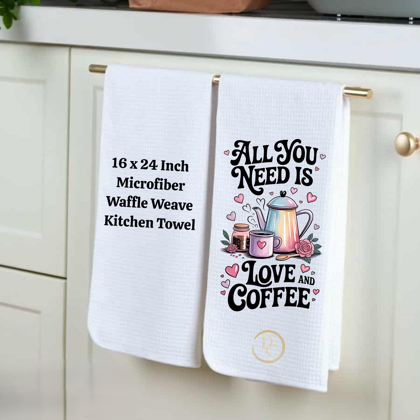 Love is Sweet In This Kitchen, Kitchen Towel Microfiber Waffle Weave
