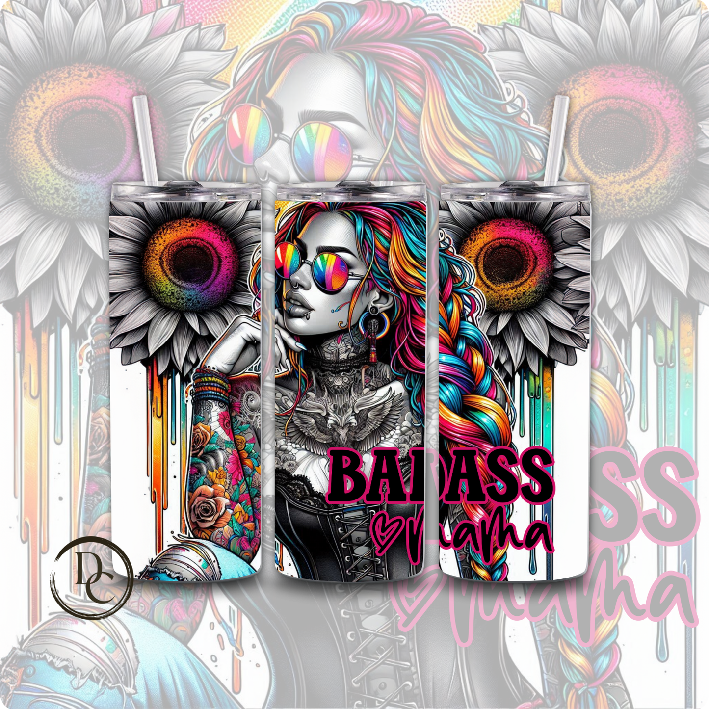 Badass Vibes Affirmation Sarcasm 20 oz Custom Sublimation Tumbler Stainless Steel 15