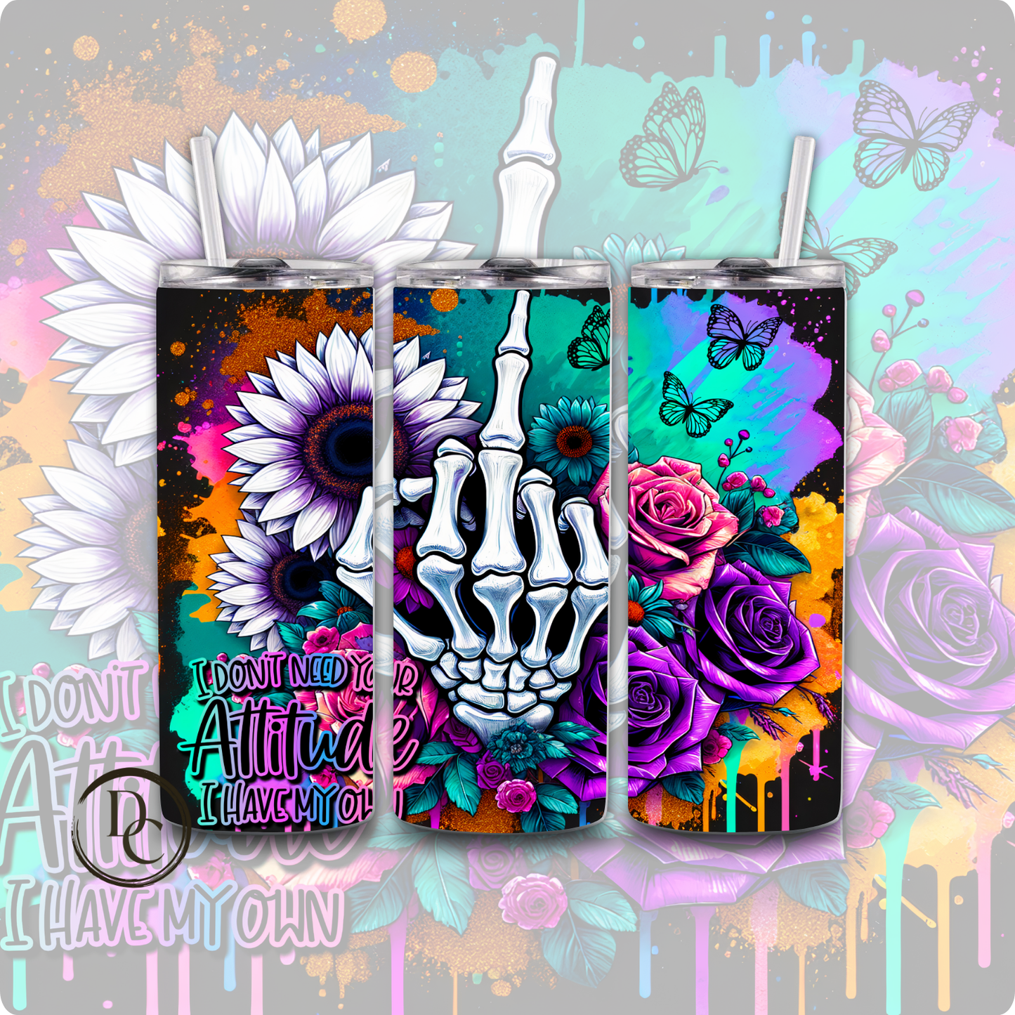 Hot Mess Vibes Affirmation Sarcasm 20 oz Custom Sublimation Tumbler Stainless Steel 21