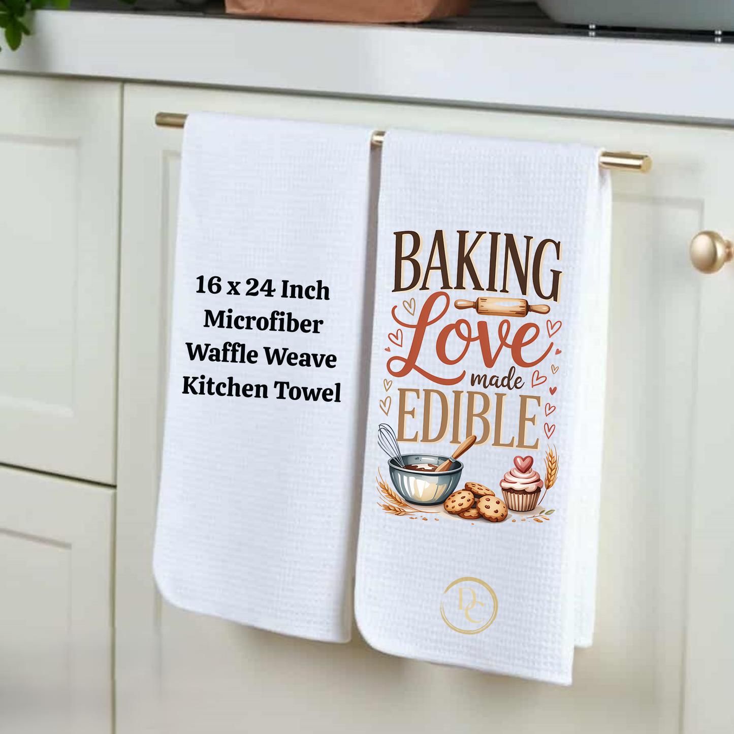 This Kitchen Is Seasoned With LOVE, Kitchen Towel Microfiber Waffle Weave
