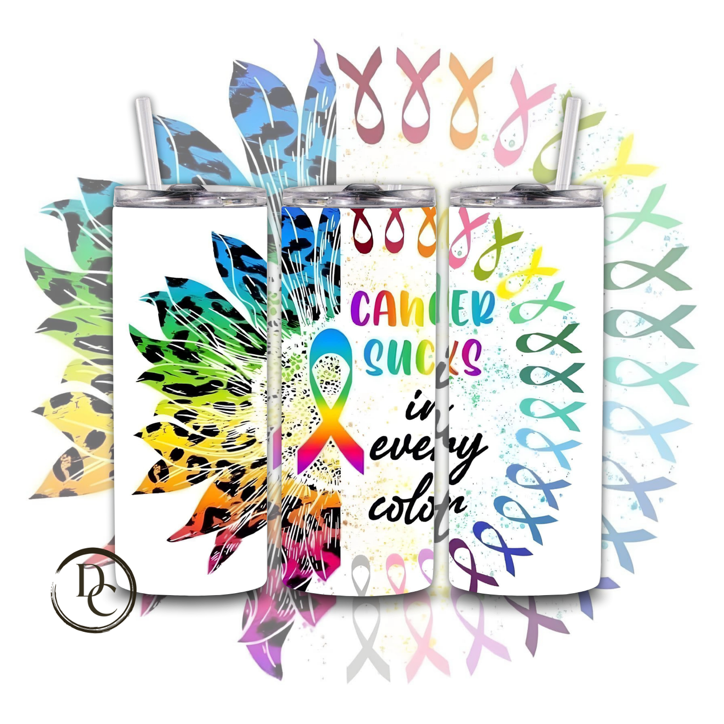 Breast Cancer 20 Oz Custom Sublimation Tumbler Stainless Steel 2 Faith Over Fear