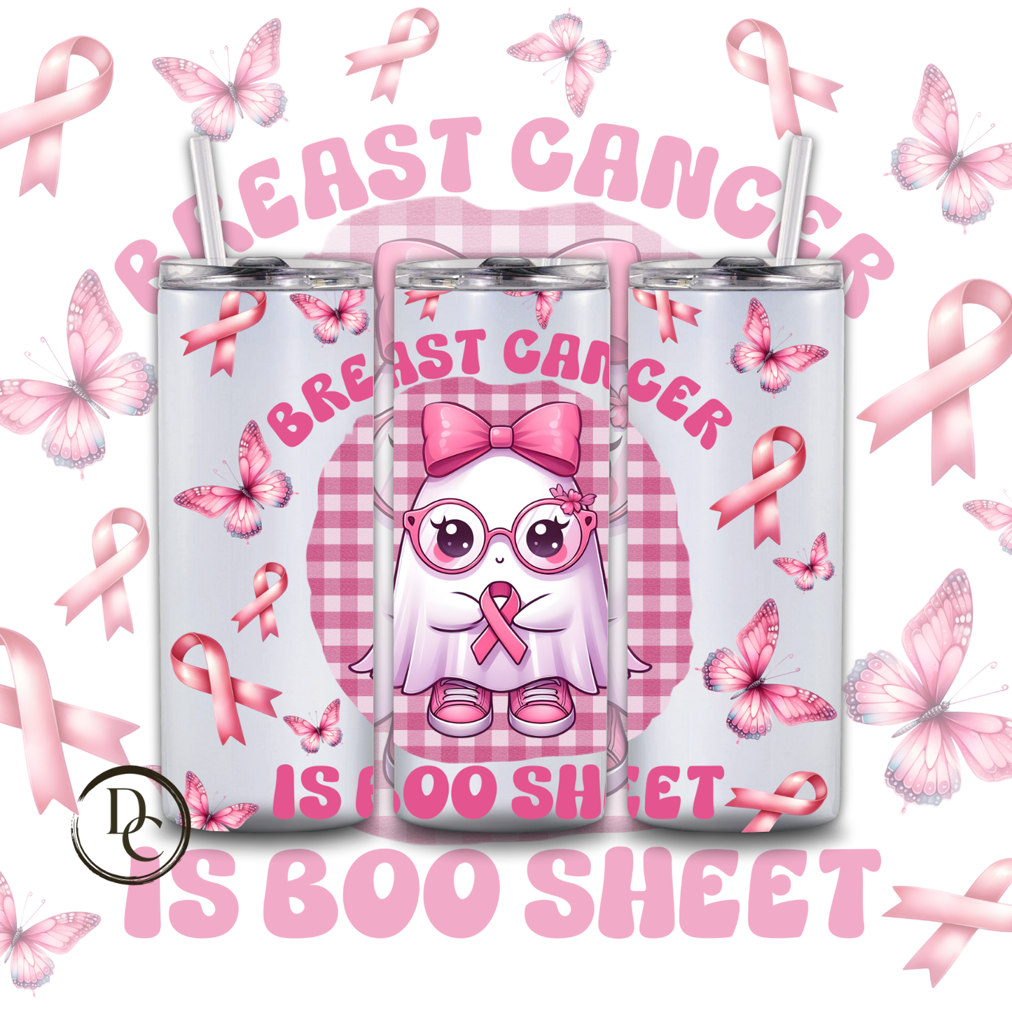 Breast Cancer 20 Oz Custom Sublimation Tumbler Stainless Steel 14 Pink Out Tackle Breast Cancer