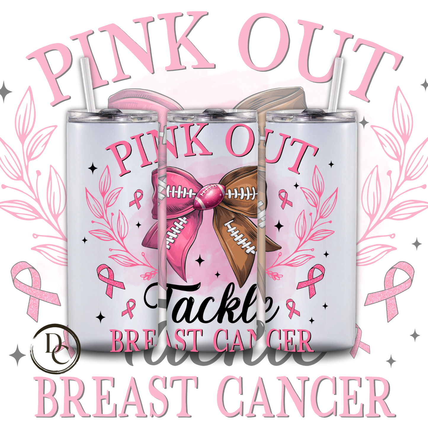 Breast Cancer In October We Wear Pink and Watch Football 20 Oz Custom Sublimation Tumbler Stainless Steel 15