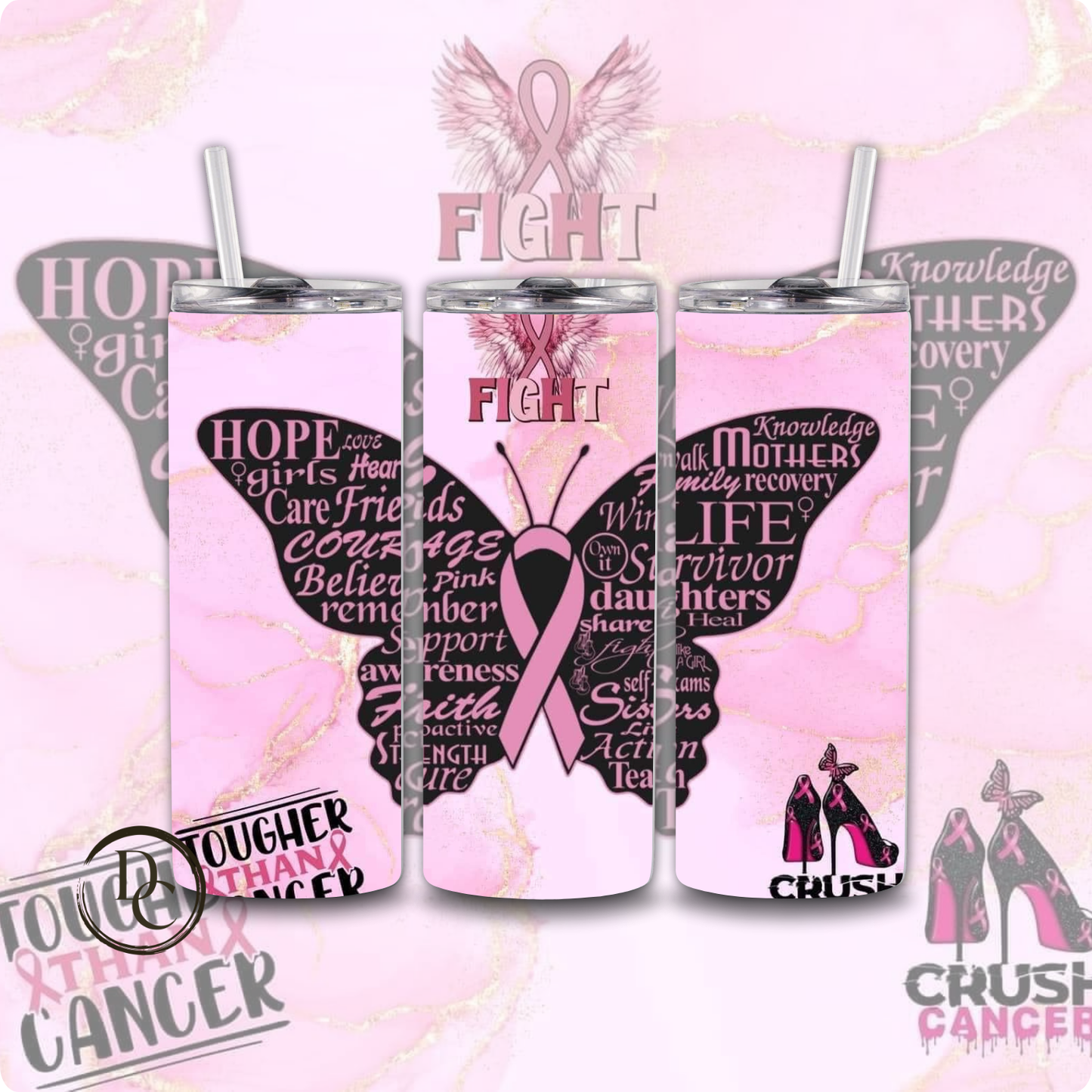 Breast Cancer 20 Oz Custom Sublimation Tumbler Stainless Steel 23 In October We Wear PINK