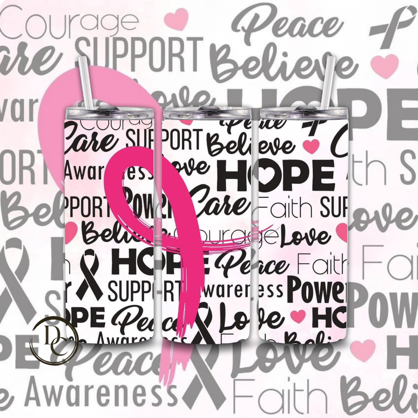 Breast Cancer 20 Oz Custom Sublimation Tumbler Stainless Steel #1