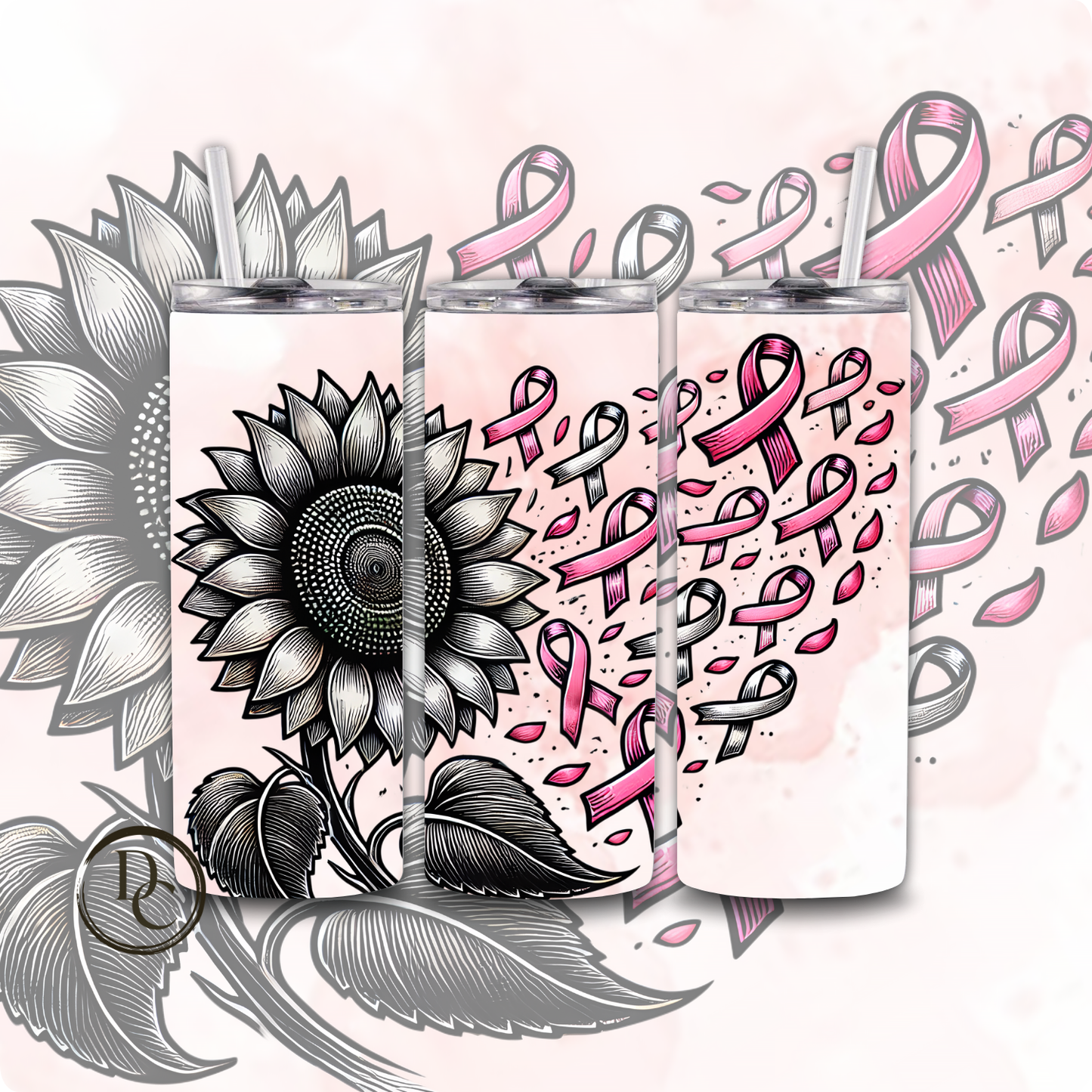 Breast Cancer 20 Oz Custom Sublimation Tumbler Stainless Steel #5 She Has Fire I her Soul & Grace In Her Heart