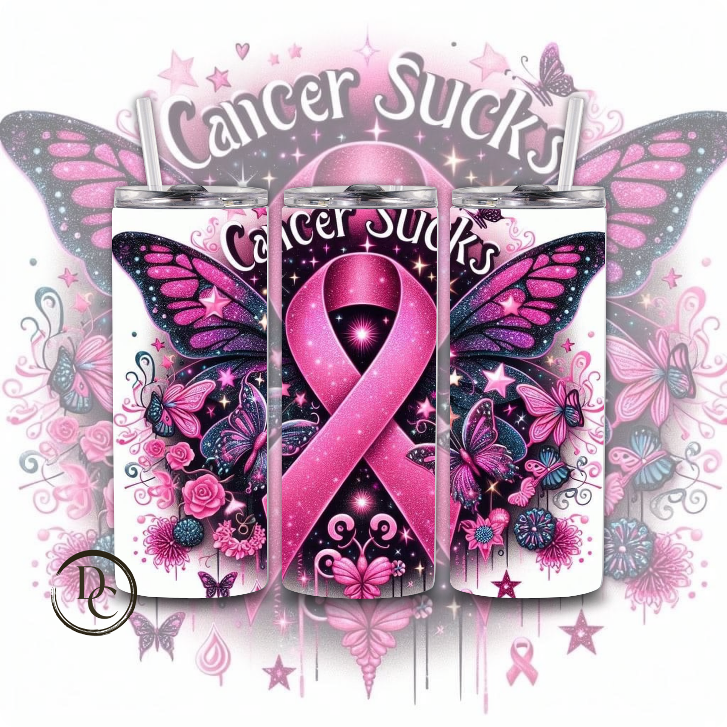 Breast Cancer 20 Oz Custom Sublimation Tumbler Stainless Steel #50 WEAR PINK