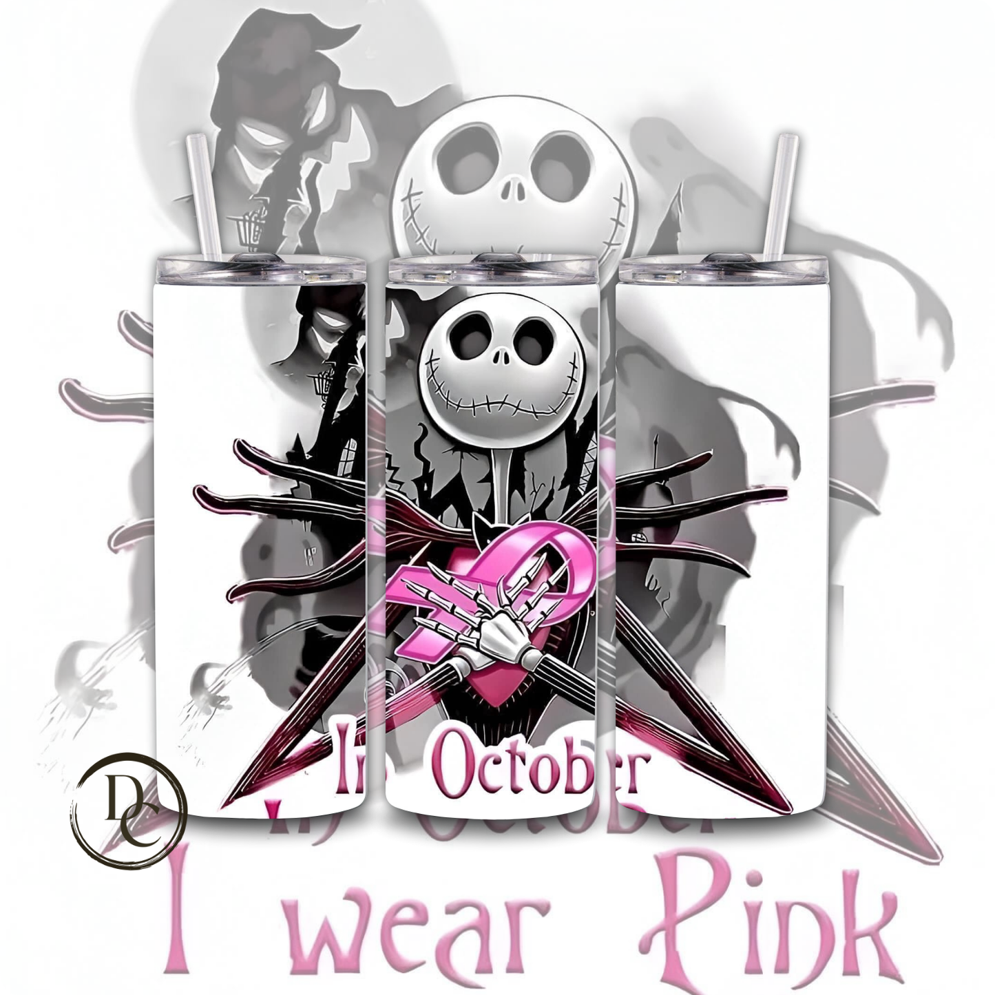 Breast Cancer 20 Oz Custom Sublimation Tumbler Stainless Steel #51 NO ONE FIGHTS ALONE