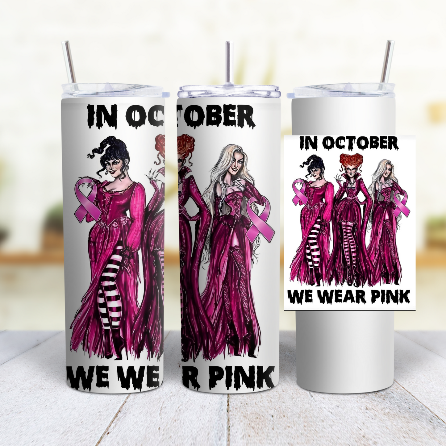 Breast Cancer 20 Oz Custom Sublimation Tumbler Stainless Steel #57 CROSS PINK RIBBON