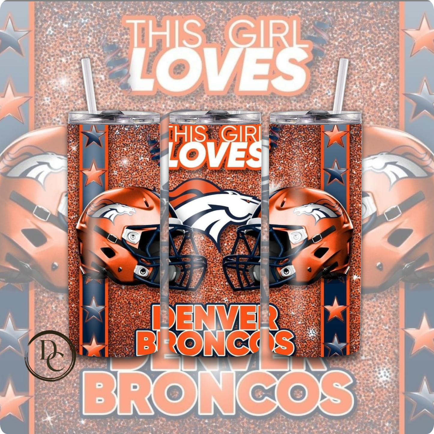 Broncos Football 20 oz Custom Sublimation Tumbler Stainless Steel # 2