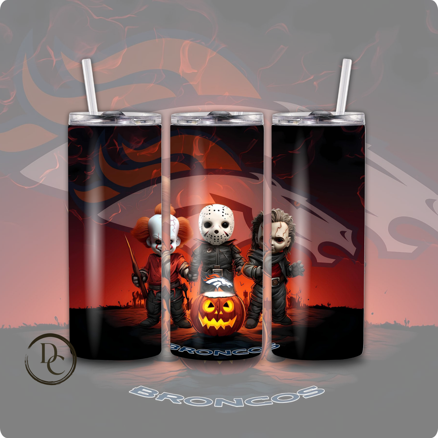 Broncos Football 20 oz Custom Sublimation Tumbler Stainless Steel# 8