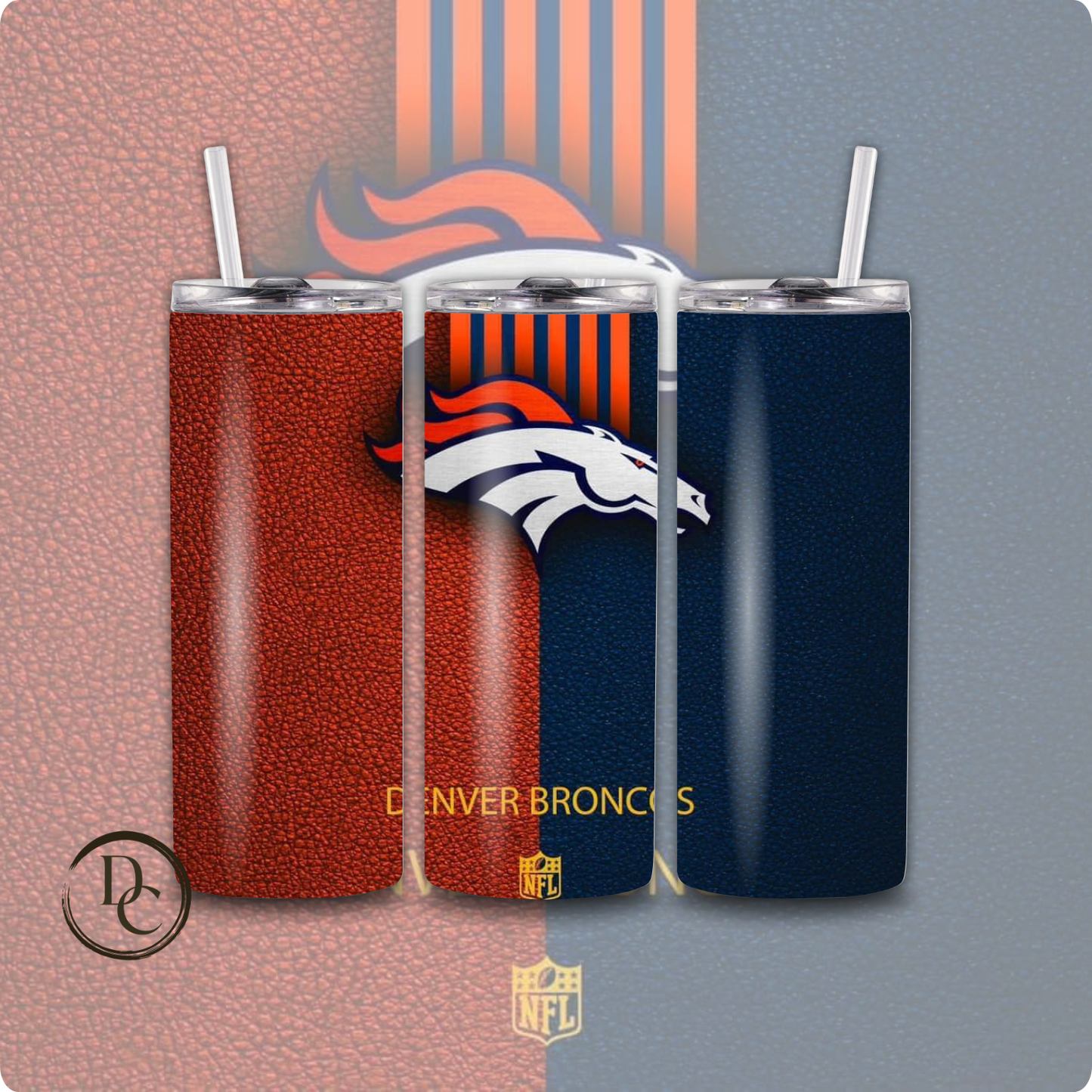 Broncos Football 20 oz Custom Sublimation Tumbler Stainless Steel# 1