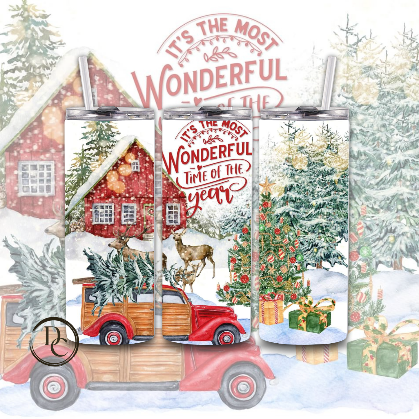 Christmas 20 Oz Custom Sublimation Tumbler Stainless Steel #22