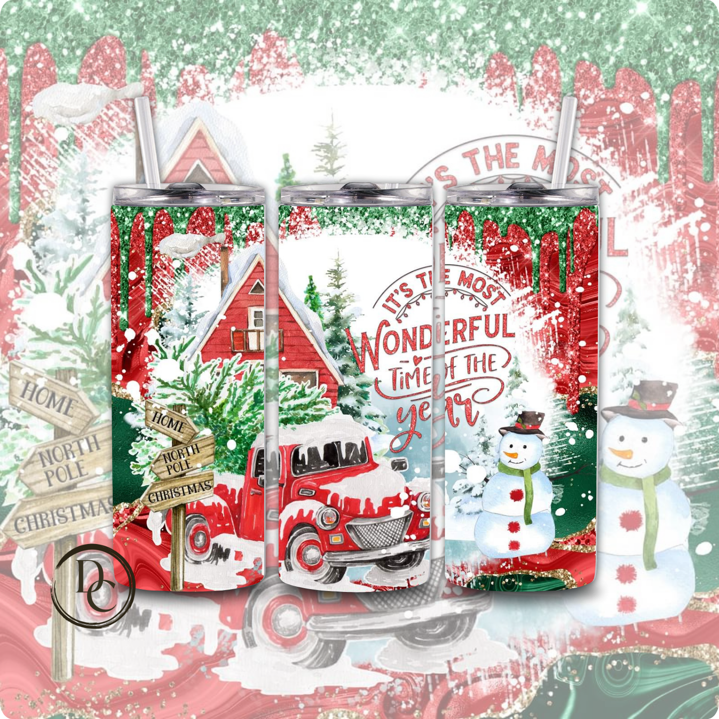 Christmas 20 Oz Custom Sublimation Tumbler Stainless Steel #23