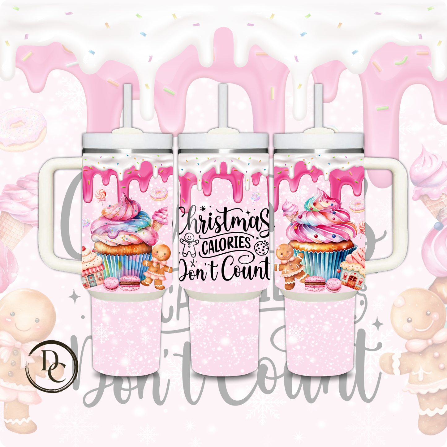 Hot Chocolate, Candy Cane Christmas Holiday 30 oz & 40 Oz Custom Sublimation Tumbler Stainless Steel# 4