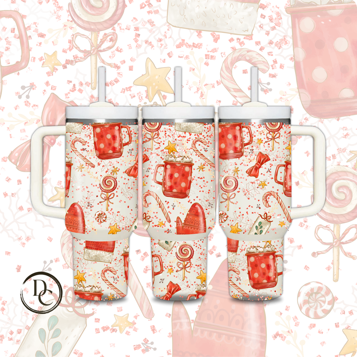 Poinsettia Christmas Holiday 30 oz & 40 Oz Custom Sublimation Tumbler Stainless Steel# 5