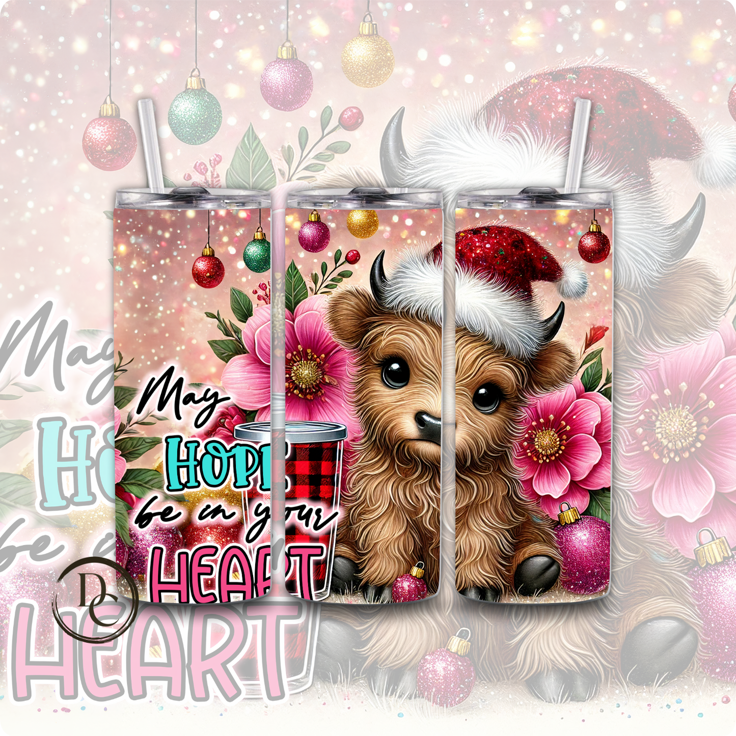 Fill Your Heart with Joy Affirmation 20 oz Custom Sublimation Tumbler Stainless Steel Christmas Animal 20 Oz Tumblers # 2