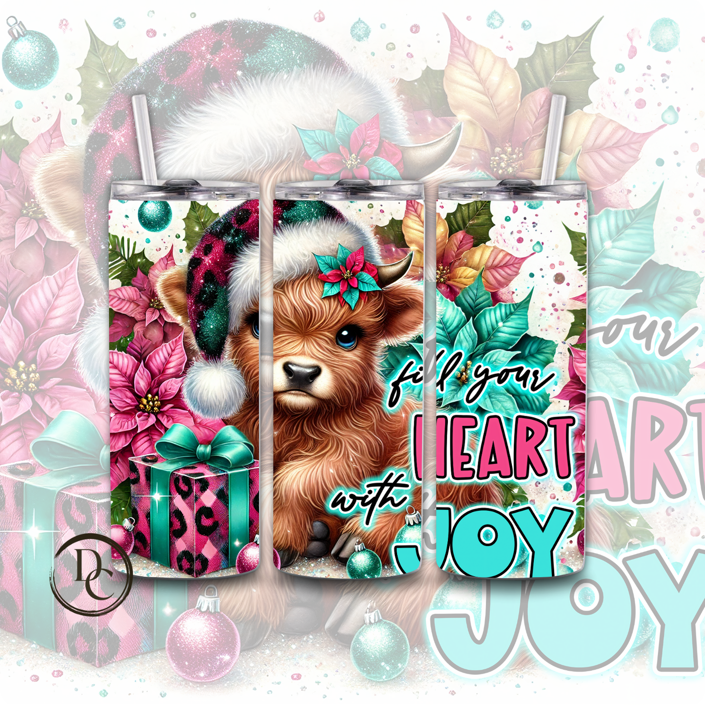 Christmas Wished & Mistletoe Kisses 20 oz Custom Sublimation Tumbler Stainless Steel # 3