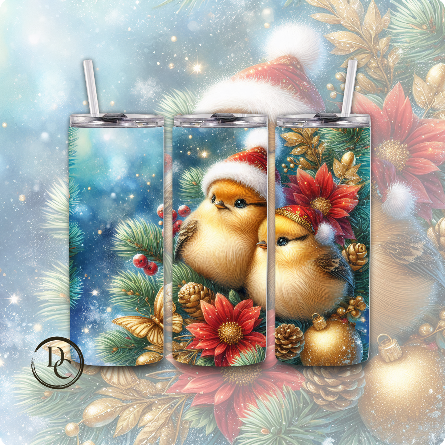 Christmas Cardinals 20 Oz Custom Sublimation Tumbler Stainless Steel# 2