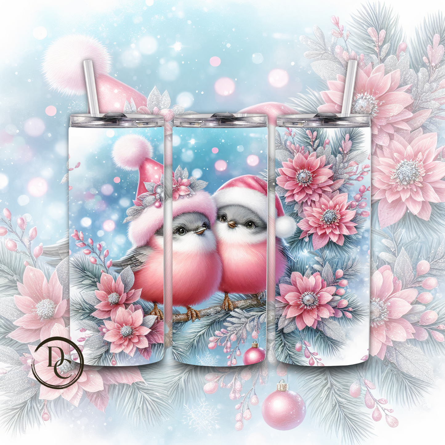 Christmas Bird 20 Oz Custom Sublimation Tumbler Stainless SteelCardinals, Owl, Dove, Blue Bird # 11