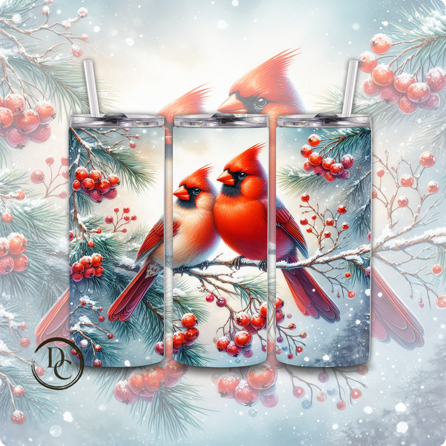 Christmas Bird 20 Oz Custom Sublimation Tumbler Stainless SteelCardinals, Owl, Dove, Blue Bird # 16