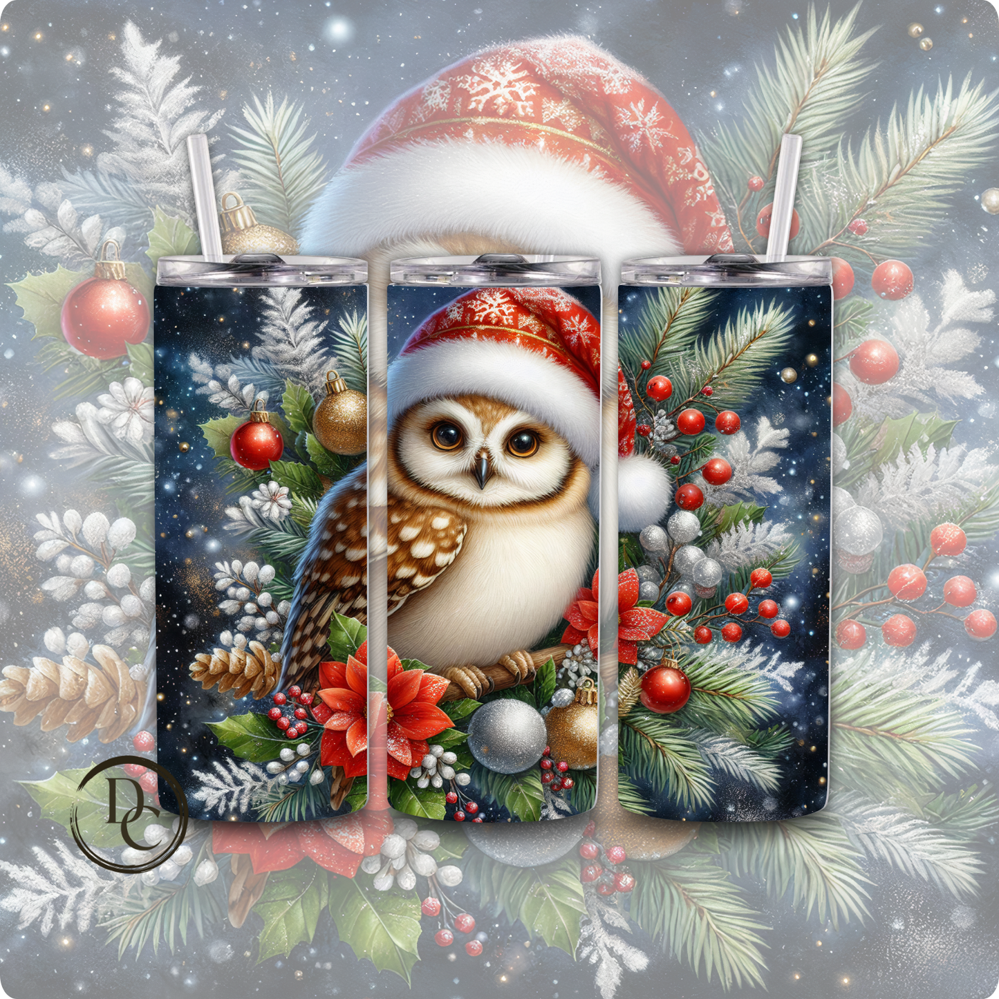 Christmas Bird 20 Oz Custom Sublimation Tumbler Stainless Steel Cardinals, Owl, Dove, Blue Bird # 17