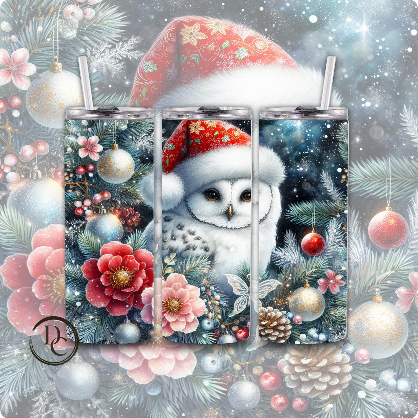 Christmas Bird 20 Oz Custom Sublimation Tumbler Stainless Steel Cardinals, Owl, Dove, Blue Bird # 18