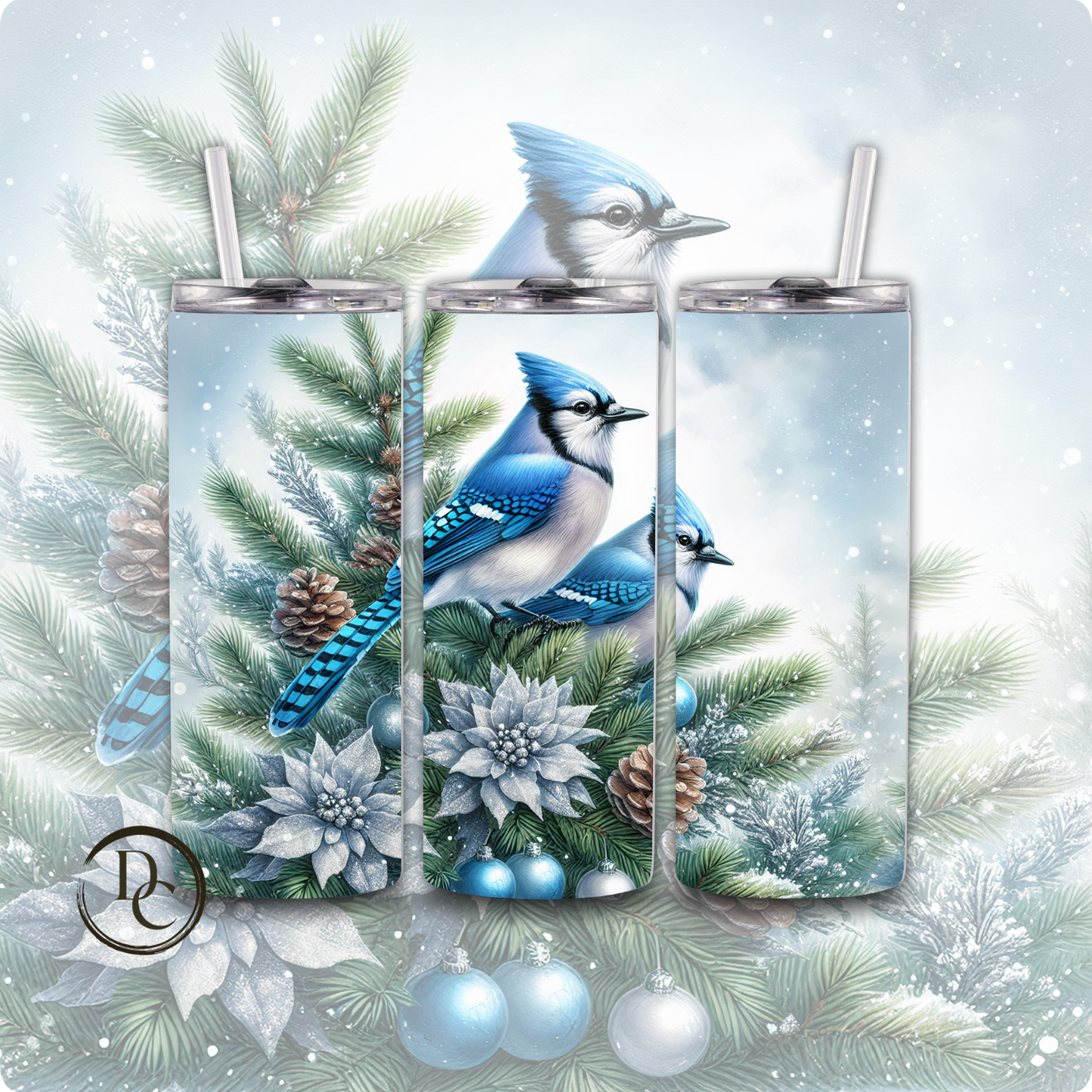 Christmas Bird 20 Oz Custom Sublimation Tumbler Stainless Steel Cardinals, Owl, Dove, Blue Bird # 20