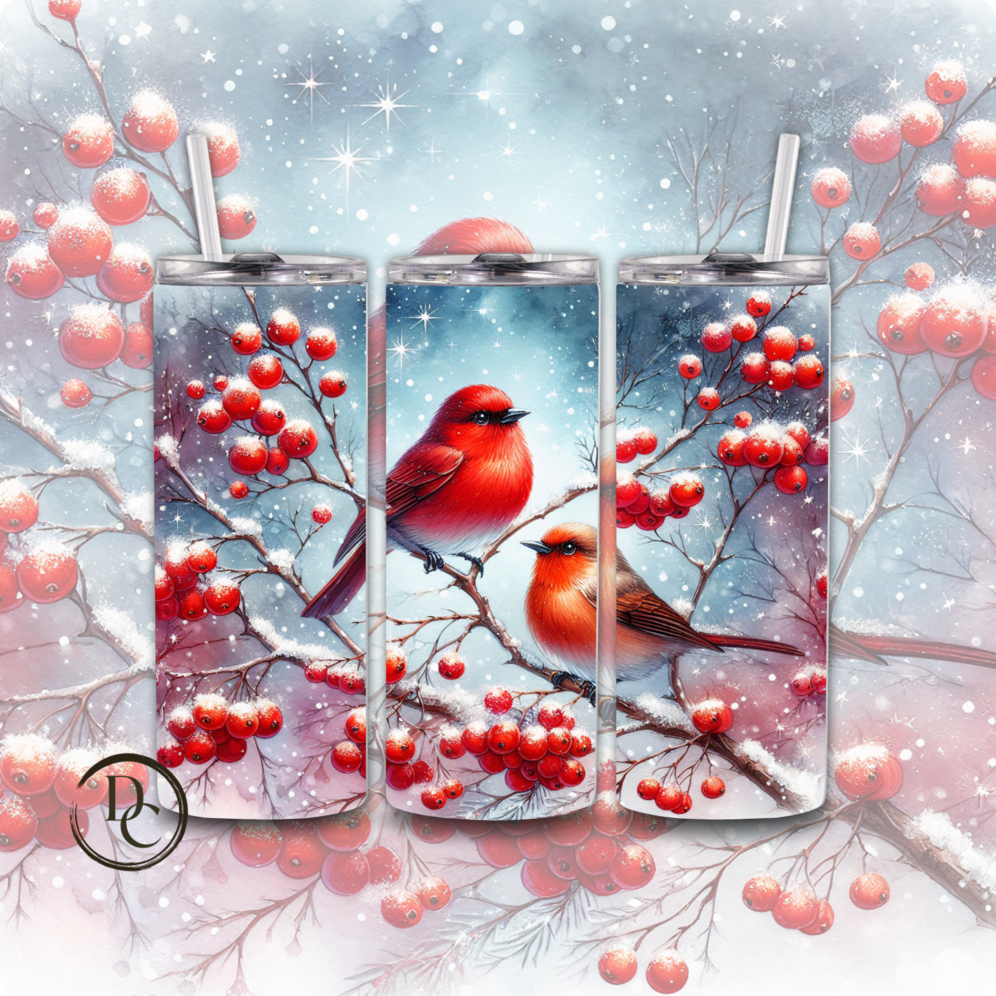 Christmas Bird 20 Oz Custom Sublimation Tumbler Stainless Steel Cardinals, Owl, Dove, Blue Bird # 21