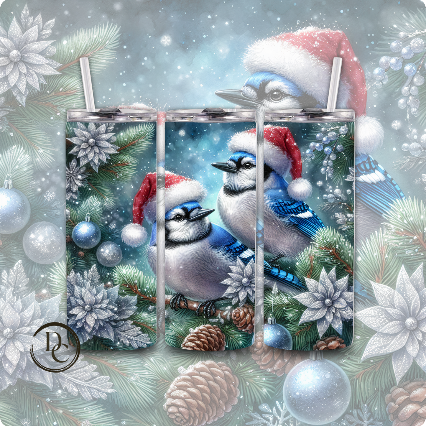 Christmas Bird 20 Oz Custom Sublimation Tumbler Stainless SteelCardinals, Owl, Dove, Blue Bird # 25