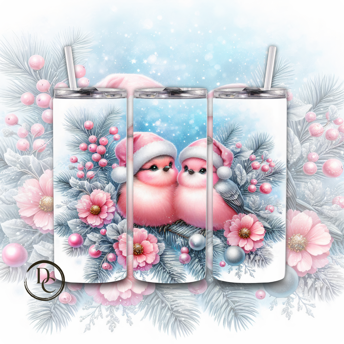 Christmas Bird 20 Oz Custom Sublimation Tumbler Stainless Steel Cardinals, Owl, Dove, Blue Bird # 27