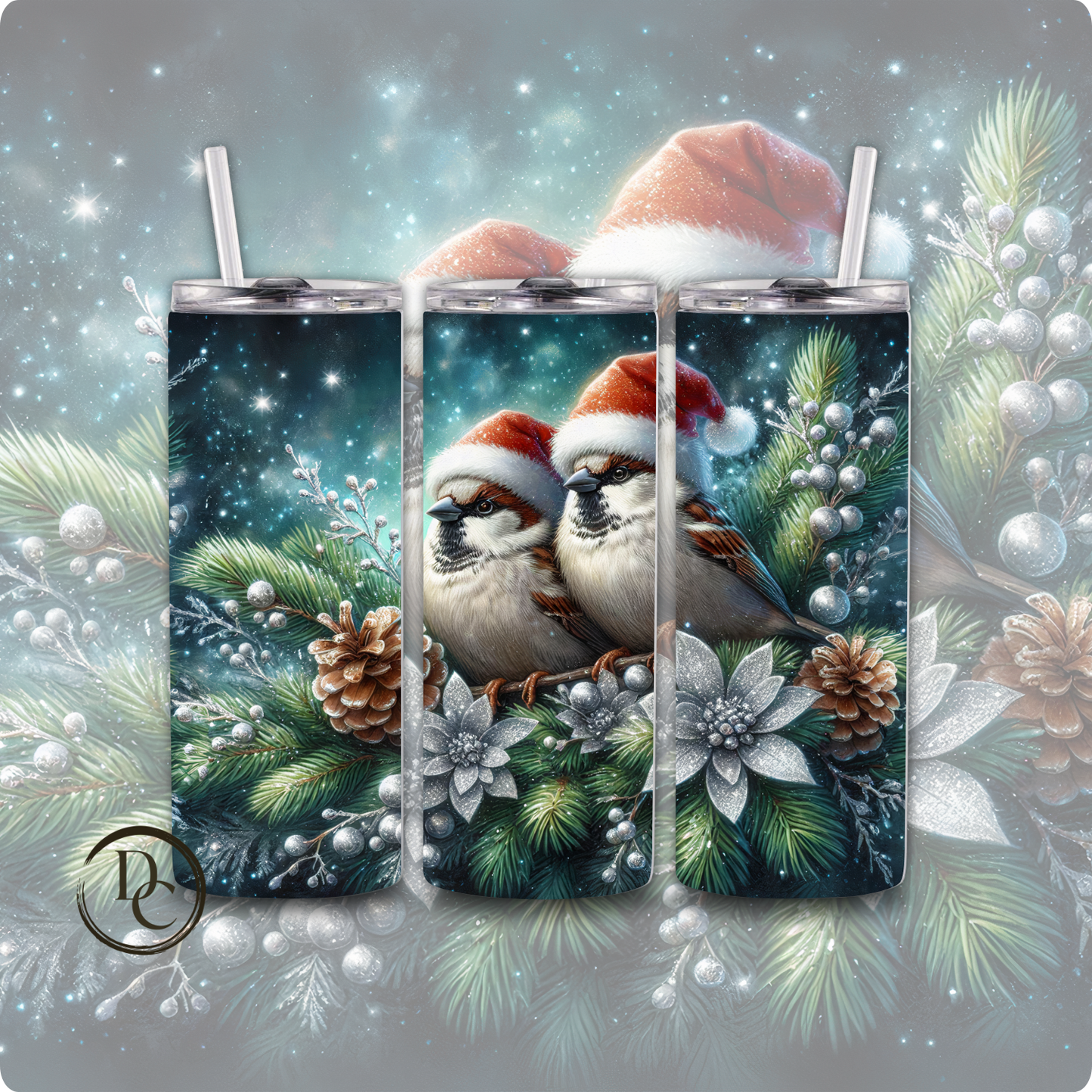 Christmas Bird 20 Oz Custom Sublimation Tumbler Stainless SteelCardinals, Owl, Dove, Blue Bird # 28