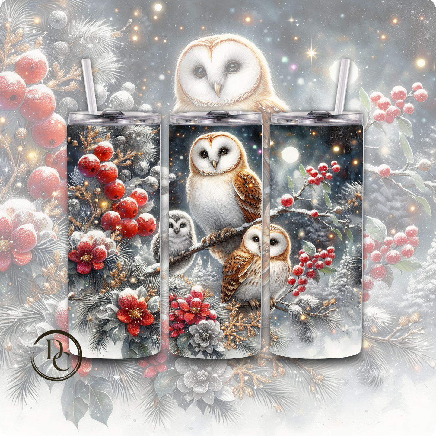 Christmas Bird 20 Oz Custom Sublimation Tumbler Stainless SteelCardinals, Owl, Dove, Blue Bird #30