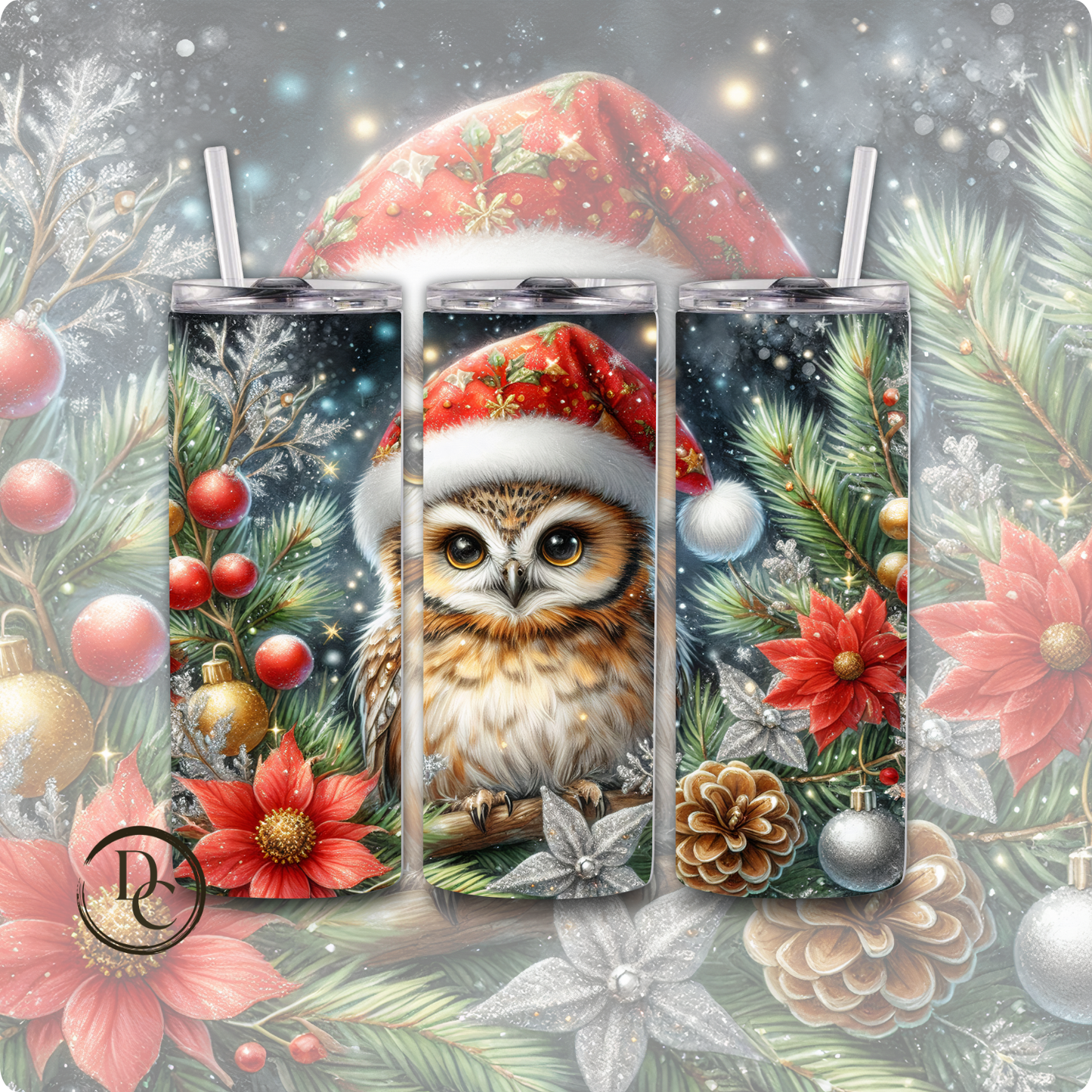 Christmas Dove 20 Oz Custom Sublimation Tumbler Stainless Steel# 4 Cardinals, Owl