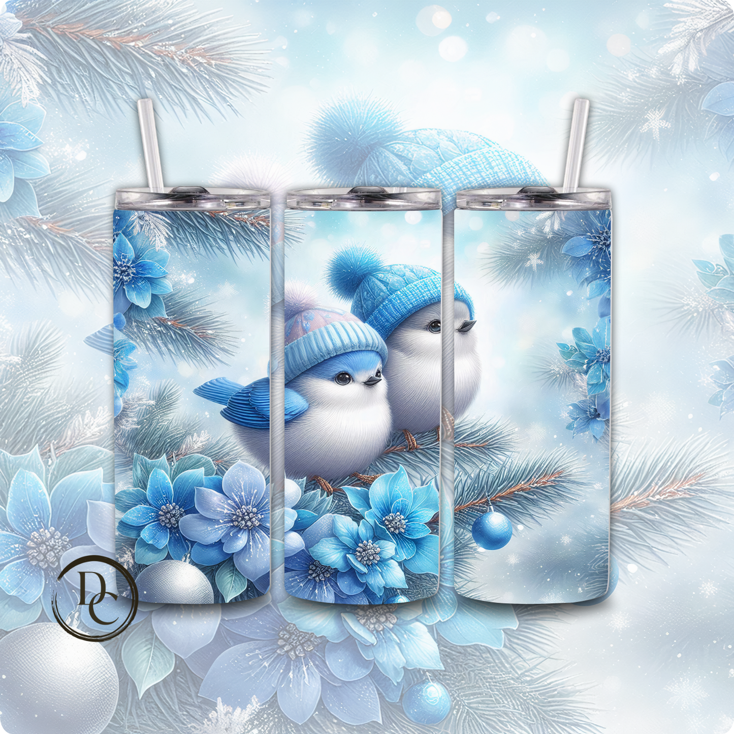 Christmas Birds 20 Oz Custom Sublimation Tumbler Stainless Steel# 1