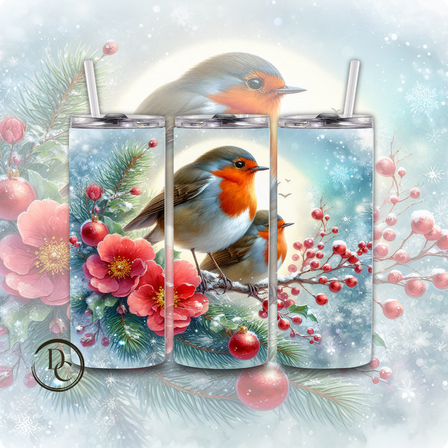 Christmas 20 Oz Custom Sublimation Tumbler Stainless Steel# 6 Cardinals, Owl Dove