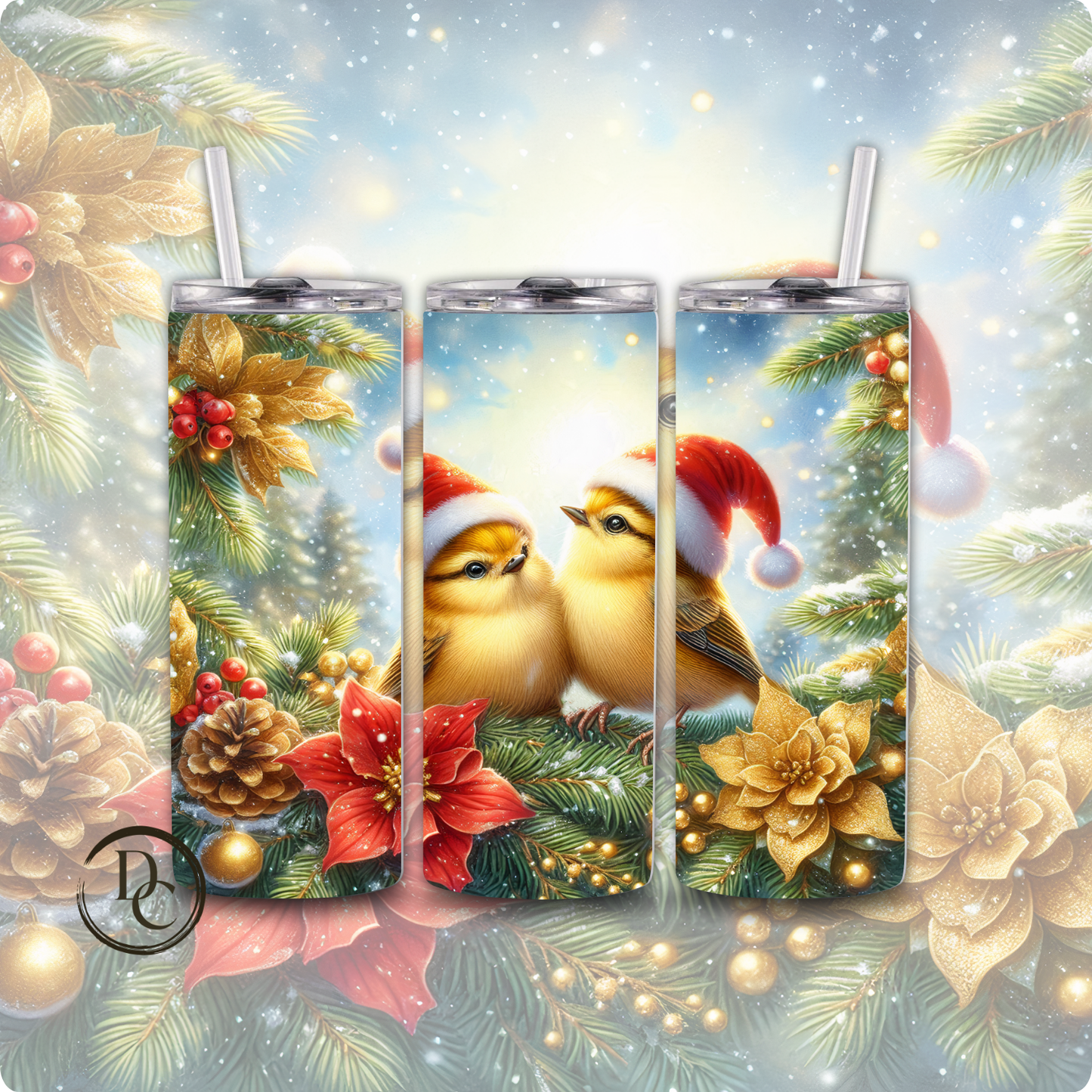 Christmas 20 Oz Custom Sublimation Tumbler Stainless Steel# 7 Cardinals, Owl Dove
