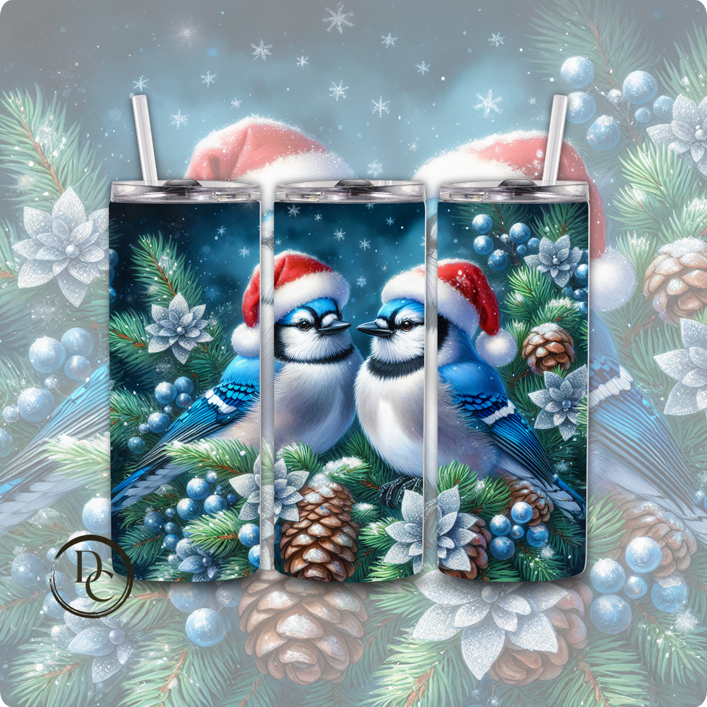 Christmas Bird 20 Oz Custom Sublimation Tumbler Stainless Steel# 8 Cardinals, Owl, Dove, Blue Bird