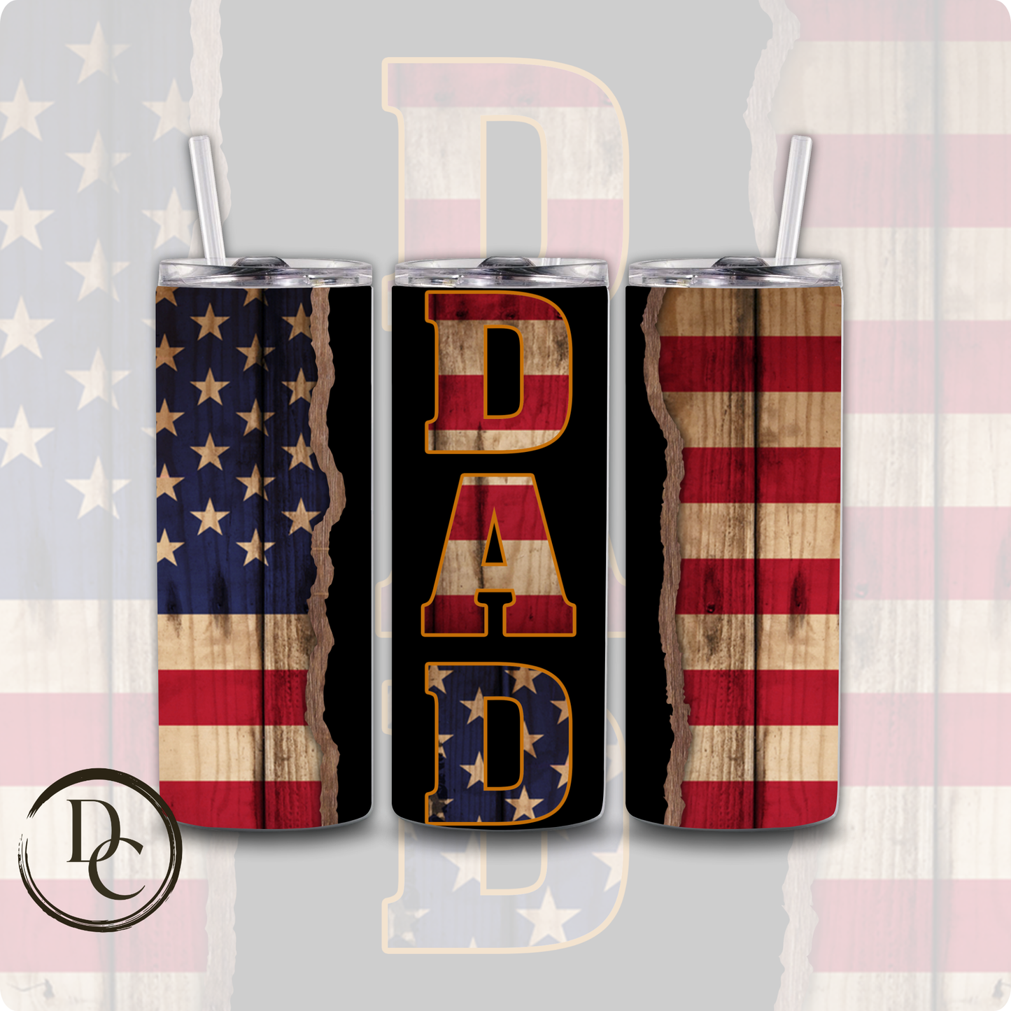 American Flag Tractor Dad, Father's Day Tumbler #4