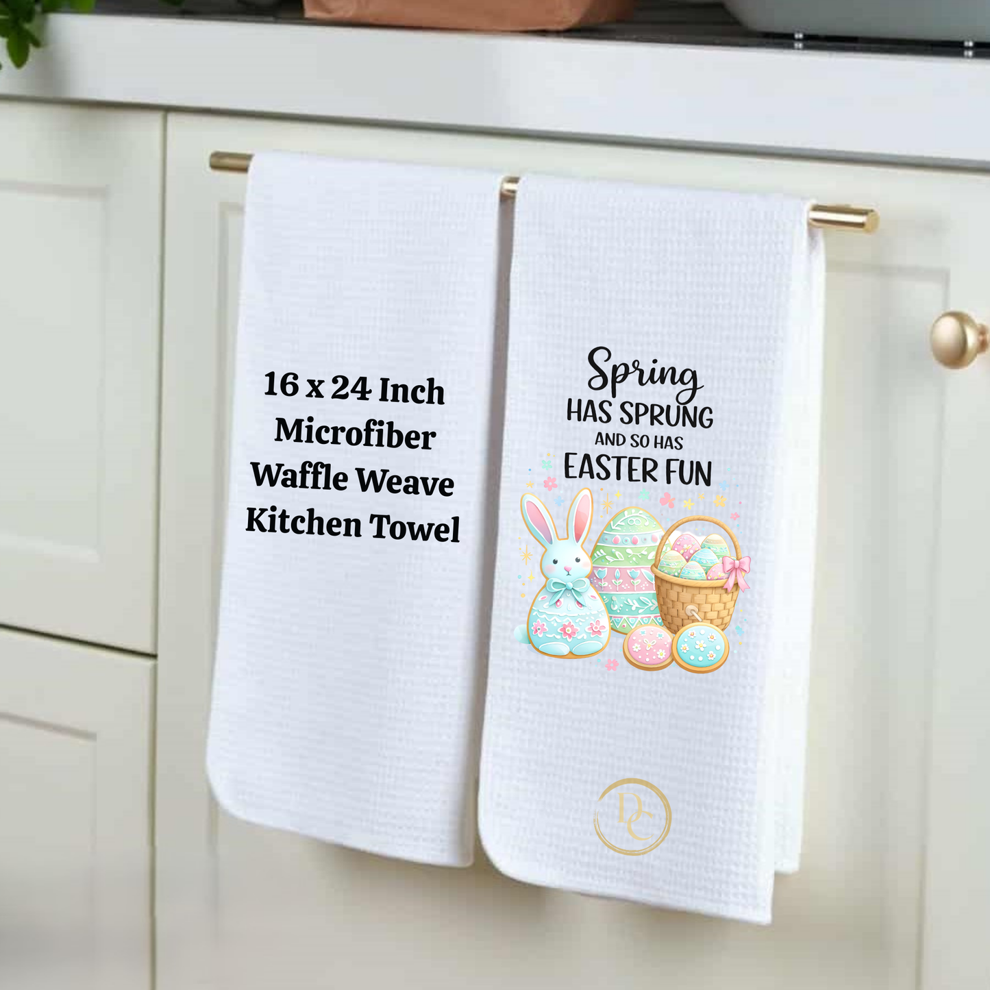 Hello Spring, Easter Kitchen Towel Microfiber Waffle Weave